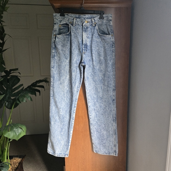 Vintage Wrangler Men's Acid Wash Straight Jeans 32 Waist 30 Inseam - Picture 1 of 4